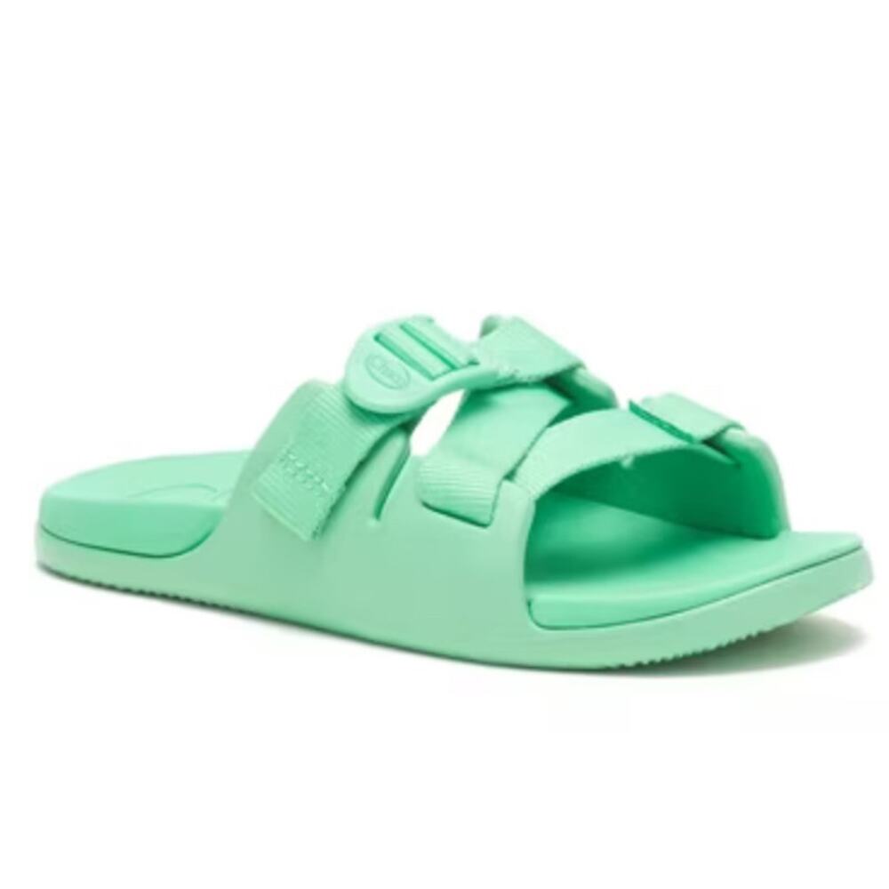 Kid's Chaco Youth US 5 'Chillos' Slide Sandal Jade Green Adjustable Closure